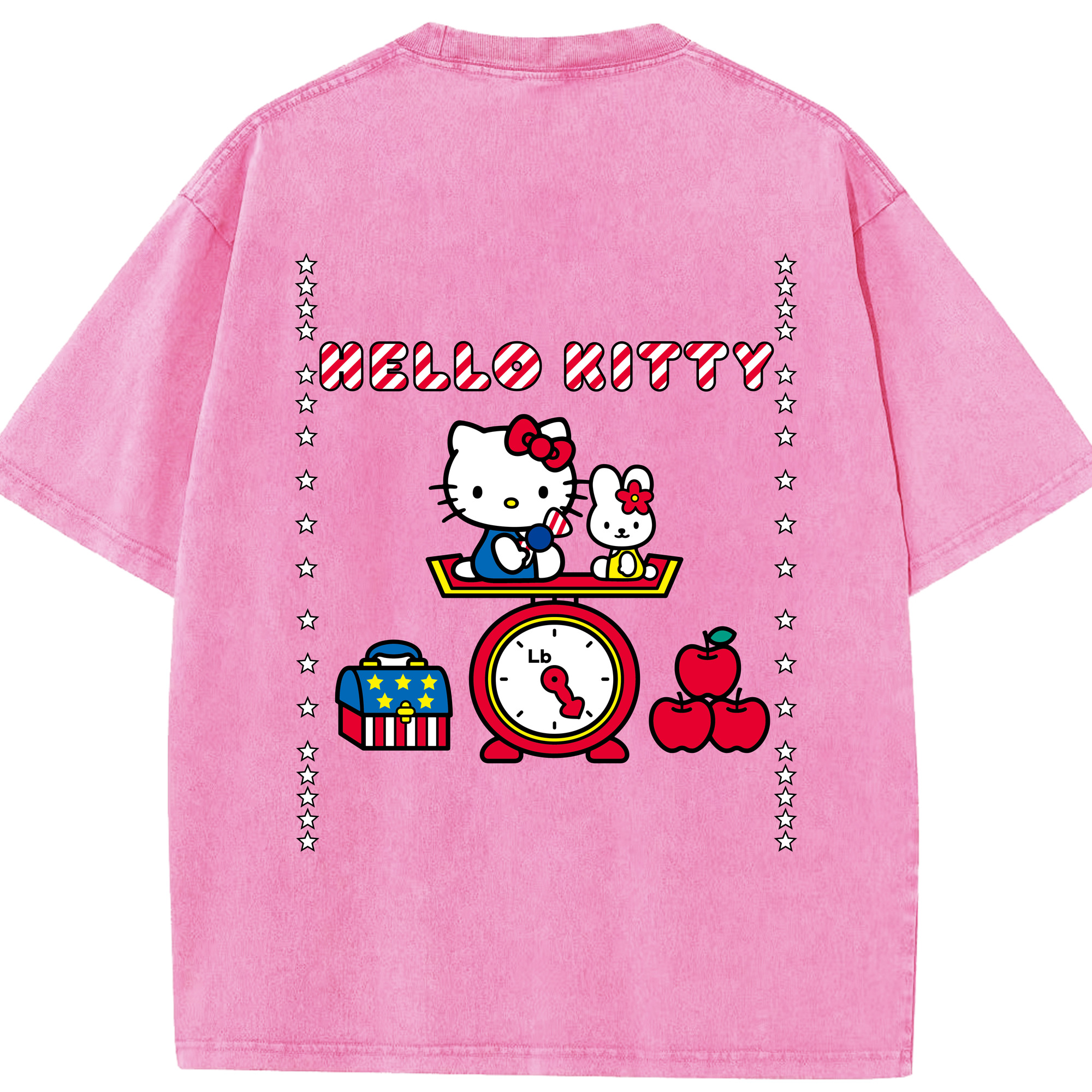 （画像用） Hello Kitty ハローキティ 綿100% ヴィンテージ風 半袖Tシャツ（背面プリント）